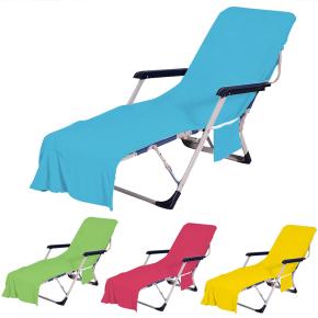 Beach Chair Cover with Side Pockets Chaise Lounge Chair Towel Cover